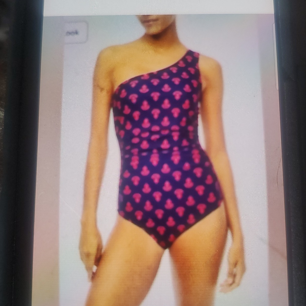 J.Crew Printed Ruched One-Shoulder Swimsuit